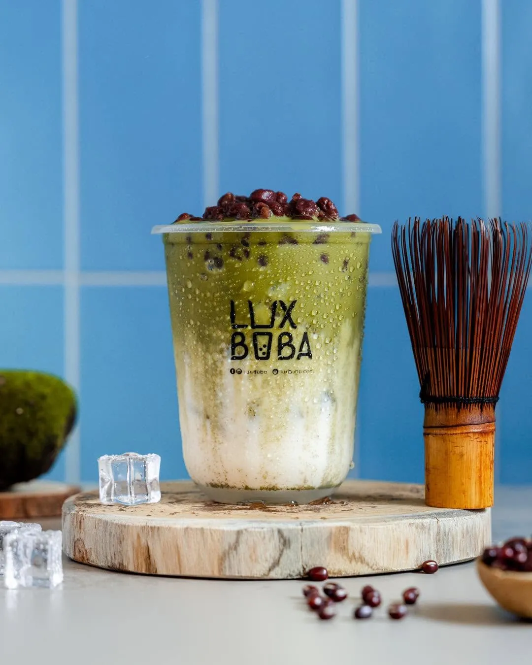 Bubble tea shot as product photography, with a feed and ads to match. Shot for Luxboba.